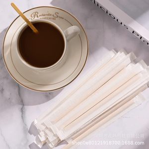 Agitadores de café de bambú envasados individualmente, 500 unidades, para bebidas calientes, té, jugo, agitadores - Product Image 1