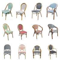 Meubles de café en rotin d'aluminium pour l'extérieur Chaise en rotin empilée de patio Chaise en rotin français Chaise de bistro de jardin en bambou de Paris