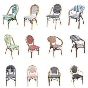 Meubles de café en rotin d'aluminium pour l'extérieur Chaise en rotin empilée de patio Chaise en rotin français Chaise de bistro de jardin en bambou de <span class=keywords><strong>Paris</strong></span> - Product Image 2