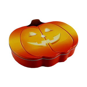 Boîte en métal personnalisée exquise en forme de citrouille d'Halloween Conteneur de cadeau pour bonbons et biscuits - Product Image 1