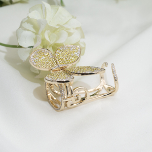 Anillo de Diamantes Amarillos Redondos de Oro de 9K MSR-1993 de Messi Jewelry, Anillos de Moda con Forma de Mariposa, Anillo de Diamantes Cultivados en Laboratorio - Product Image 3