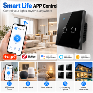 Interrupteur mural tactile intelligent Tuya Zigbee 3.0 en verre, 1, 2, 3 ou 4 gangs, pour domotique Smart Life, vente en gros usine - Product Image 3