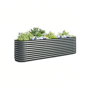 Bac à légumes surélevé en acier galvanisé 126x31.5x31.9 pouces, gris, style moderne, pour la culture des légumes - Product Image 1