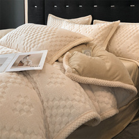 Doux Hiver Taffia Lait Velours 4PCS Ensembles de Draps Épaissir Chaud Flanelle Polaire Literie Kits Housse de Couette Taie d'Oreiller pour Lit Double