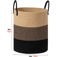 Panier de rangement multifonctionnel moderne en corde de coton tressée, écologique, durable, en forme de cylindre, gain de place, avec poignée