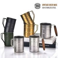 Mug à bière vintage en acier inoxydable 304 personnalisable avec logo, gobelet de voyage créatif givré pour l'extérieur