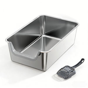 Bac à litière pour chat en métal, sans odeur, anti-adhésif, en acier inoxydable, facile à nettoyer, bac à litière pour animaux domestiques, pour chatons ou lapins d'intérieur - Product Image 6