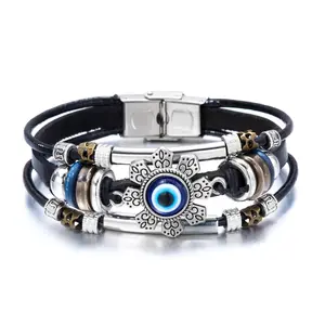 Hot selling retro bracelets from Europe and America, turquoise beads, leather bracelets for men