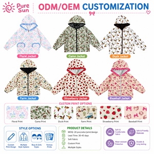 Puresun Trade Assurance – Nouveauté Automne Hiver : Vêtements Imprimés Imperméables pour Enfants avec Fermeture Éclair, Blousons à Capuche Coupe-Vent Personnalisables pour Garçons - Product Image 3