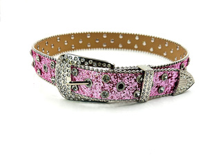 Cintura con Fibbia in Lega e Strass, in PU Glitterato e Acrilico, Stile Western Hip Hop <span class=keywords><strong>Punk</strong></span> <span class=keywords><strong>Rock</strong></span>, Larghezza 3,3 cm, Lunghezza 100-135 cm - Product Image 2