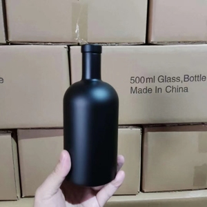 Botella de Vidrio para Licores de 200ml, 375ml, 500ml, 750ml con Logotipo Personalizado, Color Negro, para Brandy, Ginebra, Ron, Tequila, Vodka, Whisky, con Tapa de Corcho, Marca <span class=keywords><strong>MSJ</strong></span> - Product Image 1