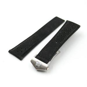 Correa de Reloj de Lujo de 20mm 22mm de Gamuza Negra de Piel Genuina Deportiva con Característica Transpirable y Cierre de Mariposa - Product Image 4