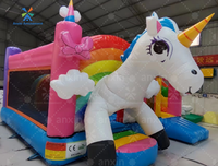 Toboggan Offre Spéciale licorne à double voie avec maison gonflable sautant pour enfants sautant petit toboggan gonflable personnalisé