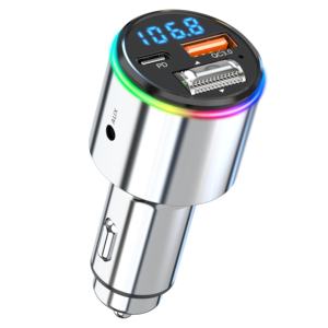 Émetteur FM avec lecteur MP3 pour voiture, charge rapide QC 3.0, appels mains libres, double chargeur PD, Bluetooth - Product Image 1