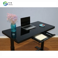 Bureau électrique réglable en hauteur en gros, bureau debout intelligent en verre trempé avec tiroirs