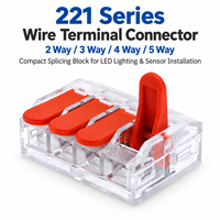 Connecteur de bornier de câblage série 221, 2 voies, 3 voies, 4 voies, 5 voies, bloc de raccordement compact pour l'éclairage LED et l'installation de capteurs