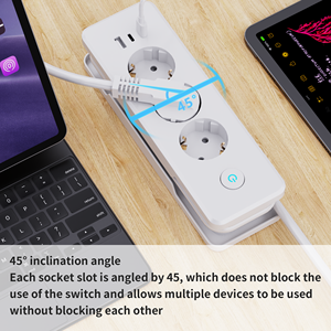 Enchufe de Pared con Carga Rápida PD20W, Regleta Multifuncional con Extensiones Tipo-C/USB, 16A, Cable de 1.5M, Certificación EU Rohs - Product Image 3