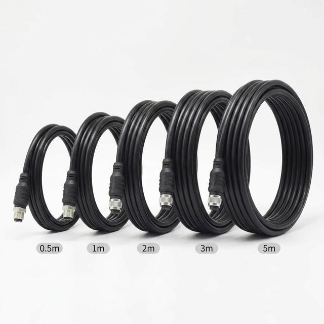 Factory Custom M12 Shielded Aviation Connector Cable, IP67 Waterproof, Male & Female Sensor Connection Wire Harness