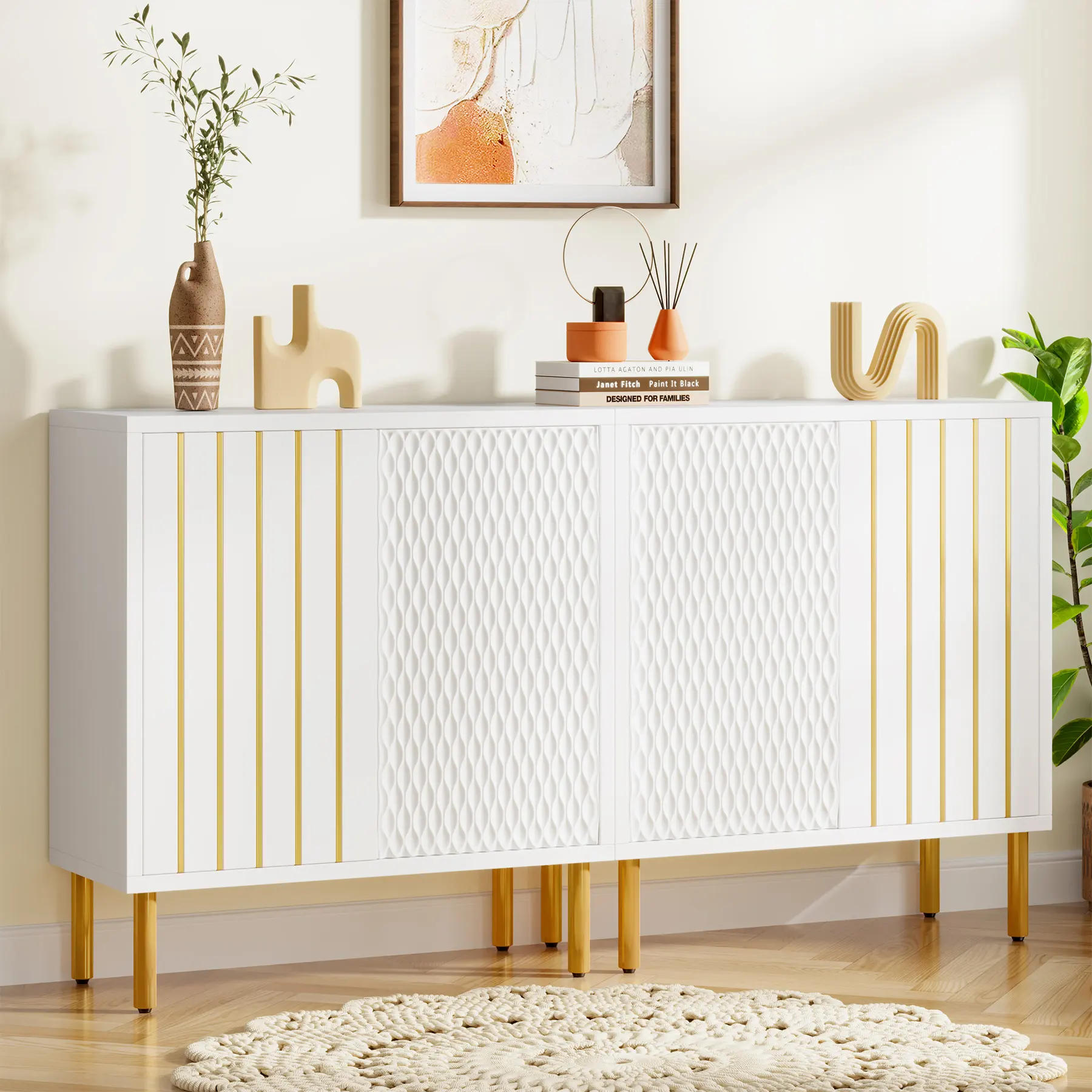 Châu Âu và mỹ phong cách nội thất nhà bếp hiện đại 160cm trắng và vàng sideboards tự chọn Tủ sang trọng nhà bếp tủ