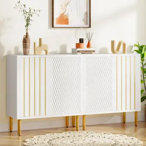 European and american style kitchen furniture modern 160cm white and gold sideboards buffet cabinets luxury kitchen cupboard