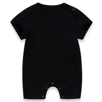 Romper Bayi Unisex Ramah Lingkungan, Bahan Katun, Lengan Pendek, Kancing Tekan, Polos, Pola Dapat Disesuaikan, Bernapas