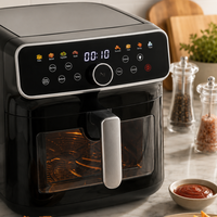 Friteuse à air électrique intelligente avec écran tactile, 8 menus prédéfinis, mode maintien au chaud, mode dégivrage, silencieuse, grande capacité 10L, certifiée CE, pour la cuisine