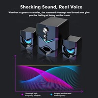 Altavoz para Computadora SADA D-222 con Subwoofer, Altavoces Multimedia Estéreo 2.1 con Alimentación USB, Luz LED, Entrada de Audio de 3.5 mm