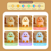 Veilleuse en silicone souple en forme de canard, veilleuse d'allaitement pour chambre d'enfant, lampe canard mignonne RVB, lampe rechargeable pour chambre à coucher