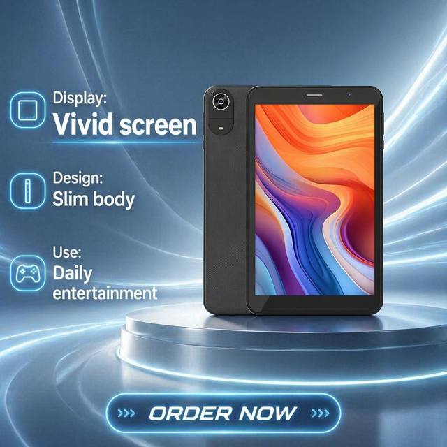 New 8 Inch Android 16 Tablet OEM with WiFi Touch Screen Unisoc T606 4GB RAM 64GB Storage Kids Educational Tablet
