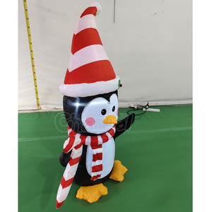 Décoration de jardin gonflable de Noël en forme de pingouin avec <span class=keywords><strong>canne</strong></span> en sucre LED pour fête de Noël - Product Image 2