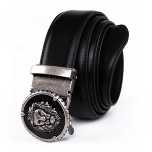 Alfa Men's Genuine Leather Jean Ratchet Hip Hop Belt con hebilla automática y logotipo personalizado - Product Image 2