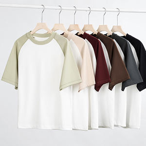 300gsm Color Block Tee Cuello redondo raglán, Estética juvenil - Product Image 2