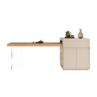 Ensemble de table à manger flottante extensible en bois massif 2025 - Style crème avec tabourets de bar pour petits espaces