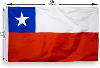 Bandera Chilena Portátil de Doble Cara de 3x5 Pies, Cuadrada, de Nailon con Cabezal, Resistente a la Decoloración, Impresión Digital por Sublimación en Fibra de Vidrio, para Colgar