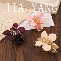 Pince à cheveux JIAYANG en acétate avec strass papillon 3D, pince florale multicolore pour femme, accessoire pour chignon semi-haut ou coiffure latérale