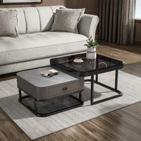 Table Basse de Salon Moderne en Marbre avec Rangement Durable, Design Élégant et Fonctionnel