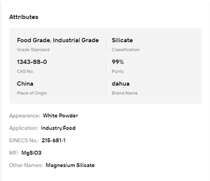 Silicate de magnésium de qualité alimentaire MgSiO3 en poudre pour filtre à huile, matière première industrielle, fourni par l'usine - Product Image 6