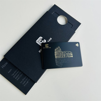 Carte de visite personnalisée en acier inoxydable noir, carte de visite en métal NFC vierge