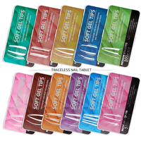Boîte de 500 faux ongles à presser en gel souple ABS, style français, couvrance totale, avec colle pour doigts