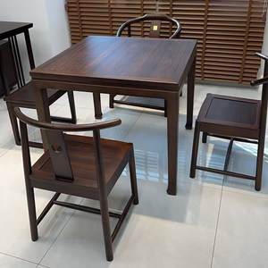Table à manger carrée en bois massif couleur wengé, structure à mortaise et tenon, nouveau style chinois, mobilier domestique - Product Image 4