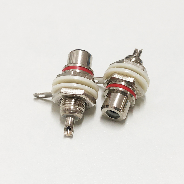RCA Female Chassis Panel Mounting Socket Red Nickel-plated RCA Plug Connector Premium RCA Nickel Plated Plug Red and Black