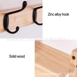 Wood <b>Wall</b> <b>Mounted</b> Coat Rack With Hooks For Clothes And Coats Bedroom Entryway Storage <b>Shelf</b> - Product Image 2