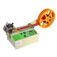Máquina de corte de cinta de nailon/poliéster de alta precisión con motor eléctrico accionado por engranajes y control PLC automático