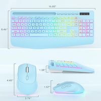 Ergonomic RGB Backlit Silent Wireless Keyboard Mouse Combo 2.4G Rechargeable Multimedia Buttons Tablet Phone Holder