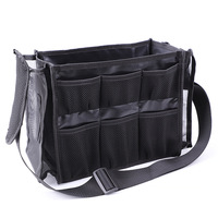 Sac de pinceau de maquillage cosmétique noir avec sangle de ceinture d'artiste sac de taille d'artiste de maquillage de grande capacité