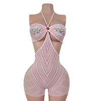 Combinaison de danse de performance pour femmes, imprimé pailleté, design découpé coloré pour adulte, en Spandex/Nylon, tenue de danse exotique, vêtement de strip-teaseuse
