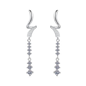 <strong>Wholesale</strong> Tassels Iced Out D Color Moissanite Earrings 925 Sterling Silver 0.63Carat Moissanite Drop Earrings for Women Wedding - Product Image 1