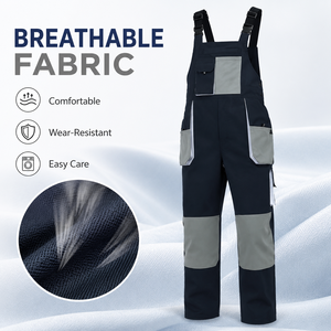Salopette da <span class=keywords><strong>Lavoro</strong></span> Multiuso Resistente con Tasche Multiple, Bicolore, per Uomo, con Logo Personalizzato - Product Image 3