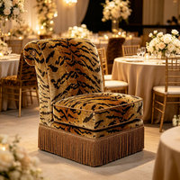 Fauteuil d'appoint en velours style Art déco vintage pour salon, mobilier d'hôtel, imprimé animal (tigre, léopard, zèbre), fauteuils pour hall d'entrée