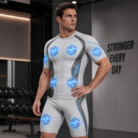 Combinaison de fitness EMS sans fil, stimulateur musculaire contrôlé par application intelligente |   Ensemble 2 pièces en matériau solide respirant et léger, séchage rapide